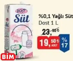 DOST %0.1 YAĞLI SÜT 1 LT
